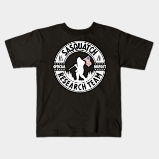 Bigfoot Research Team Sasquatch American Fkag Kids T-Shirt